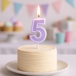 Świeczka na tort fioletowa cyfra 5 świeczki urodzinowe ozdobne 1 sztuka