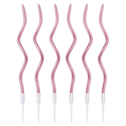 Świeczki na tort dekoracje urodzinowe ozdoba świeczka zakręcone różowe 6 sztuk