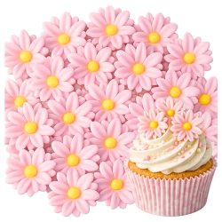 Kwiaty na tort 20 sztuk kwiat cukrowy różowy na babeczki dekoracje urodzinowe