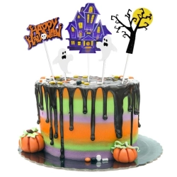 Topper dekoracje na tort pikery na babeczki halloween ozdoba duchy duszki zamek 5szt