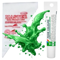 Barwnik spożywczy w żelu tubka 20g kolor zielony i rękaw cukierniczy