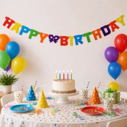 Baner girlanda dekoracja urodzinowa napis Happy Birthday kolorowy