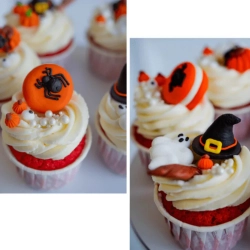 Figurka cukrowa dekoracje halloween dynie duszek makaronik z pająkiem ozdoby na tort