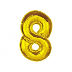 Balon foliowy urodzinowy złoty cyfra 8