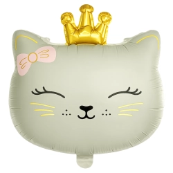 Balon foliowy kot kotek z koroną dekoracje urodzinowe party 60x46cm