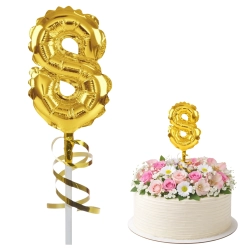Balon foliowy na patyku topper ozdoby na tort cyfra 8 złoty dekoracje urodzinowe