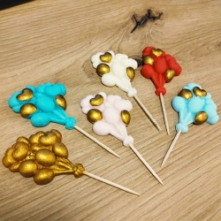 Figurki cukrowe na tort topper baloniki kolorowe dekoracje urodzinowe