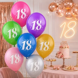 Balony kolorowe lateksowe 18 lat dekoracje urodzinowe 3 sztuki