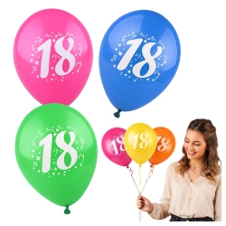 Balony kolorowe lateksowe 18 lat dekoracje urodzinowe 3 sztuki