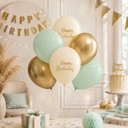 Balony lateksowe 6 sztuk kolorowe napis Happy Birthday dekoracje urodzinowe