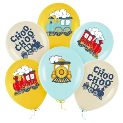 Balony lateksowe 6 sztuk ciuchcia pociąg lokomotywa dekoracje urodzinowe