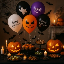 Balony halloween lateksowe ozdoby dekoracje halloween pająk dynia pajęczyna kościotrupy 10szt