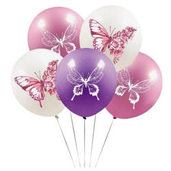 Balony kolorowe motyle dekoracje urodzinowe ozdoby balon lateksowy 5 sztuk