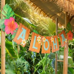 Baner hawajski aloha 135cm girlanda dekoracja wisząca na urodziny