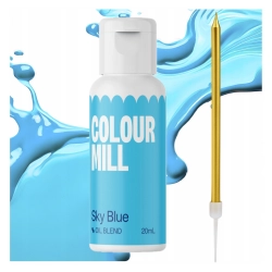 BARWNIK OLEJOWY DO MAS TŁUSTYCH KREMÓW CZEKOLADY NIEBIESKI colour mill 20ml- świeczka w prezencie
