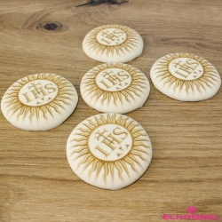 Hostia IHS beziki cukrowe 5 sztuk bezy biało złote dekoracje komunijne