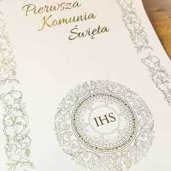 Bieżnik komunijny IHS Pierwsza Komunia Święta ozdoby na stół 5m 40cm