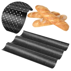 Blacha do pieczenia bagietek zapiekanek pieczywa forma 38 cm na 3 bagietki