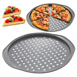 Blacha do pizzy tarty forma do pieczenia perforowana duża 30 cm uchwyty