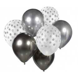 Balony bukiet balonowy srebrno grafitowy 7szt
