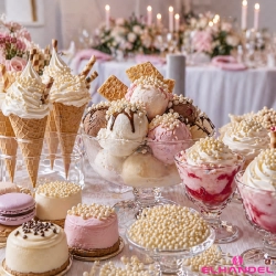 Posypka na tort lody 100g chrupki ryżowe w czekoladzie białe kulki na babeczki