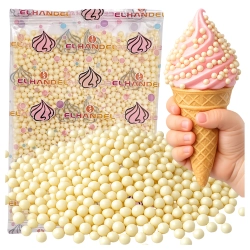 Posypka na tort lody 40g chrupki ryżowe w czekoladzie białe kulki na babeczki