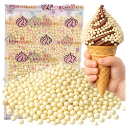 Posypka na tort lody 100g chrupki ryżowe w czekoladzie białe kulki na babeczki