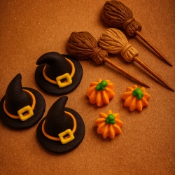Figurka cukrowa dekoracje halloween dynie miotły kapelusze ozdoby na tort