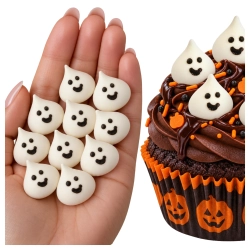 Posypka beziki duchy 10 sztuk halloween duszki białe bezy na babeczki