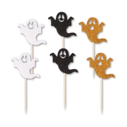 Topper piker na tort dekoracja na babeczki halloween duszki 6szt
