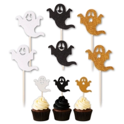 Topper piker na tort dekoracja na babeczki halloween duszki 6szt