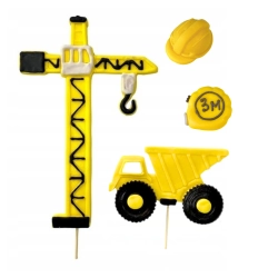 Figurki cukrowe ozdoby na tort dźwig koparka topper dekoracje urodzinowe 2 sztuki