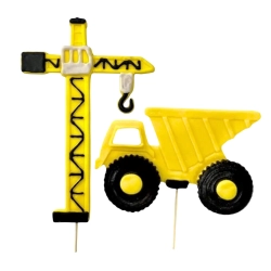 Figurki cukrowe ozdoby na tort dźwig koparka topper dekoracje urodzinowe 2 sztuki