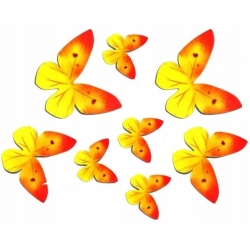 Motyle waflowe 3D do dekoracji tortu kolor żółty 8 sztuk