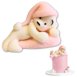 Figurka cukrowa na tort miś dekoracje urodziny chrzest baby shower roczek różowy 1szt