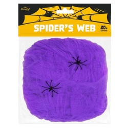 Pajęczyna sztuczna fioletowa pająki halloween