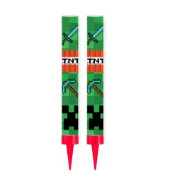 Fontanna na tort raca minecraft piksele tnt dekoracje urodzinowe ozdoba 12cm 2 sztuki