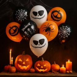 Balony halloween lateksowe ozdoby dekoracje halloween pająk dynia pajęczyna kościotrupy 10szt