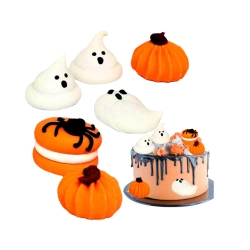 Figurka cukrowa dekoracje halloween dynie duszek makaronik z pająkiem ozdoby na tort