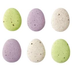 Posypka ozdoby na tort jajeczka cukrowe beziki nakrapiane pastelowe dekoracje świąteczne 6 sztuk