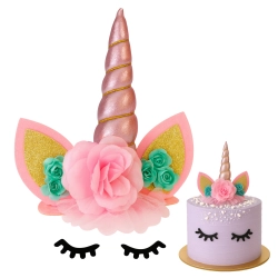 Ozdoby na tort topper na tort dekoracje urodzinowe róg jednorożca kolorowy
