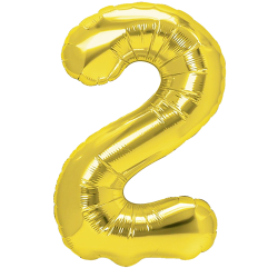 Balon foliowy urodzinowy złoty cyfra 2