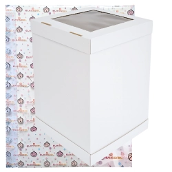 Pudełko na ciasto karton na tort z okienkiem opakowanie wesele chrzest biały 34x34x45