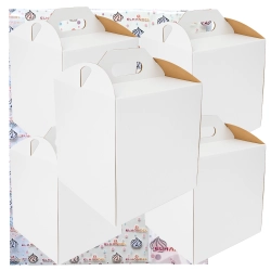 Pudełko na ciasto opakowanie karton na tort z rączką chrzest wesele biały 24x24x35 5 szt
