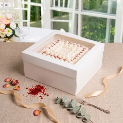 Pudełko na ciasto tort 20x20x15cm karton z okienkiem opakowanie chrzest wesele urodziny