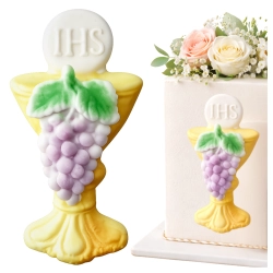 Figurka cukrowa na tort kielich z winogronem hostia IHS ozdoby dekoracje komunijne