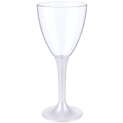 Kieliszki do wina szampana plastikowe 10 sztuk na białej nóżce ozdoba 140ml