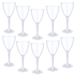 Kieliszki do wina szampana plastikowe 10 sztuk na białej nóżce ozdoba 140ml