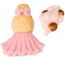 Figurka cukrowa na tort kobieta z balonami dekoracje urodzinowe ozdoba na bok tortu