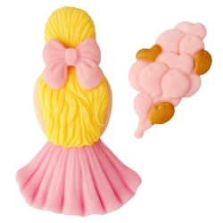 Figurka cukrowa na tort kobieta z balonami dekoracje urodzinowe ozdoba na bok tortu